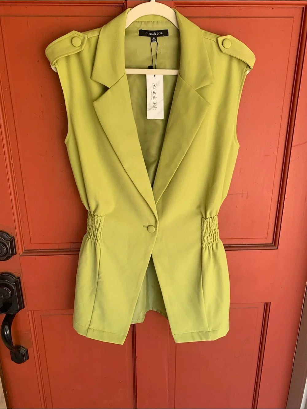 NWT Green Tailored One Button Vest